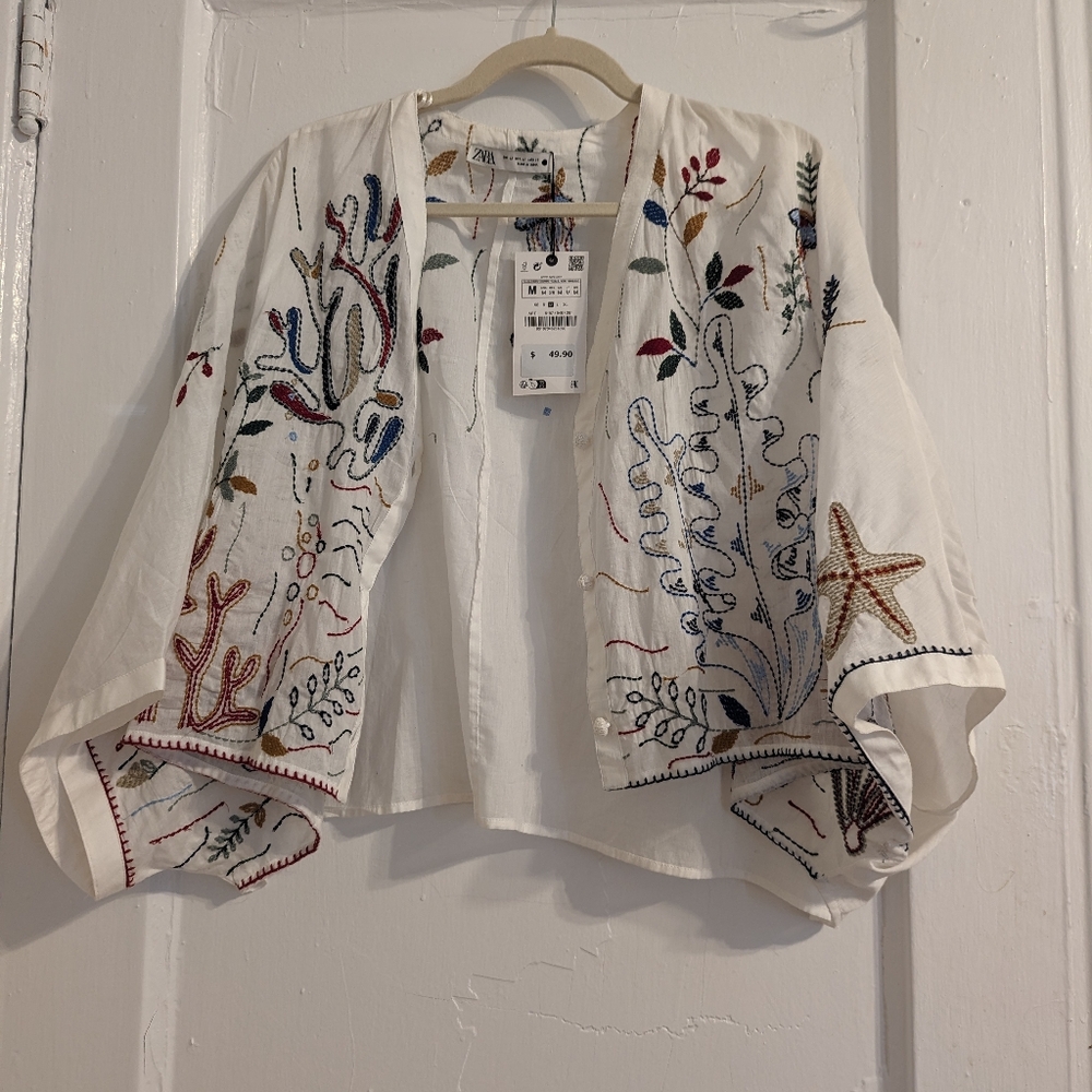 Zara sold out Embroidered Ocean pullover-M